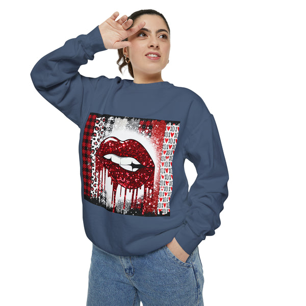 Red Lips Unisex Garment-Dyed Sweatshirt