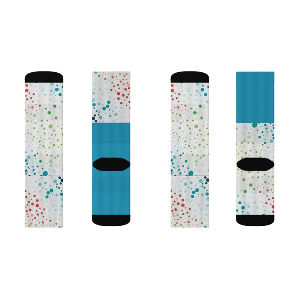 Teal/White Polka Dots Sublimation Woman Socks