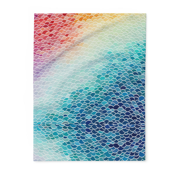 Rainbow Fish Scale Arctic Fleece Throw Blanket