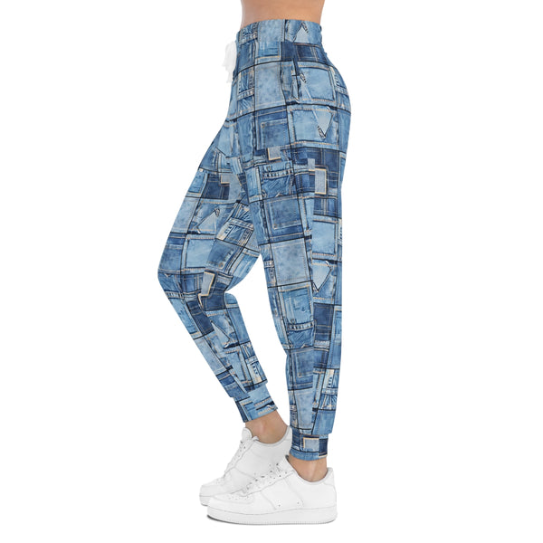 Denim Patch Athletic Woman Joggers Pants