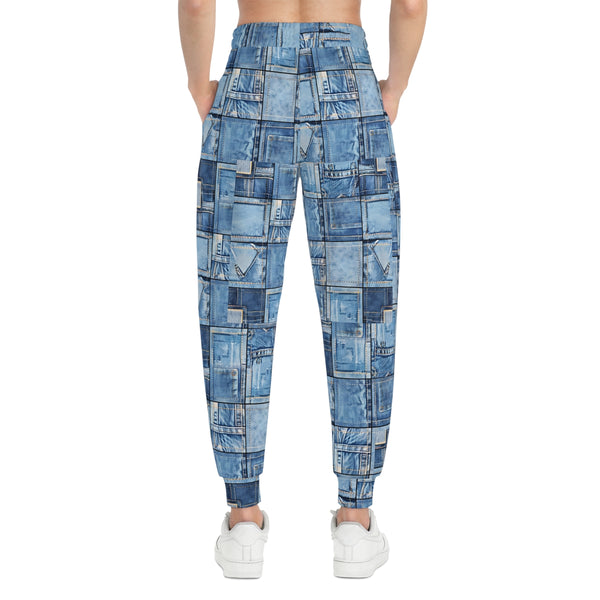 Denim Patch Athletic Woman Joggers Pants