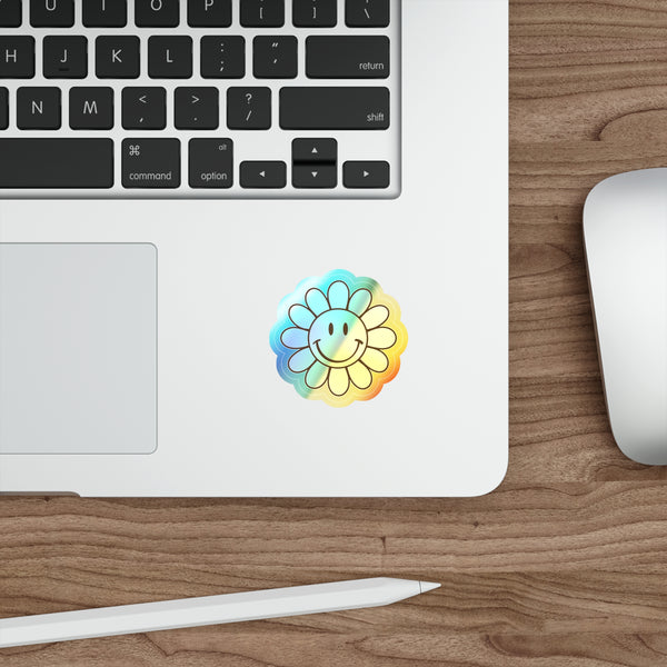 Flower Smiley Face Holographic Die-cut Stickers