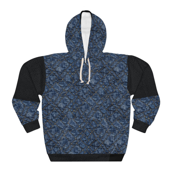 Denim Quilt Woman Pullover Hoodie