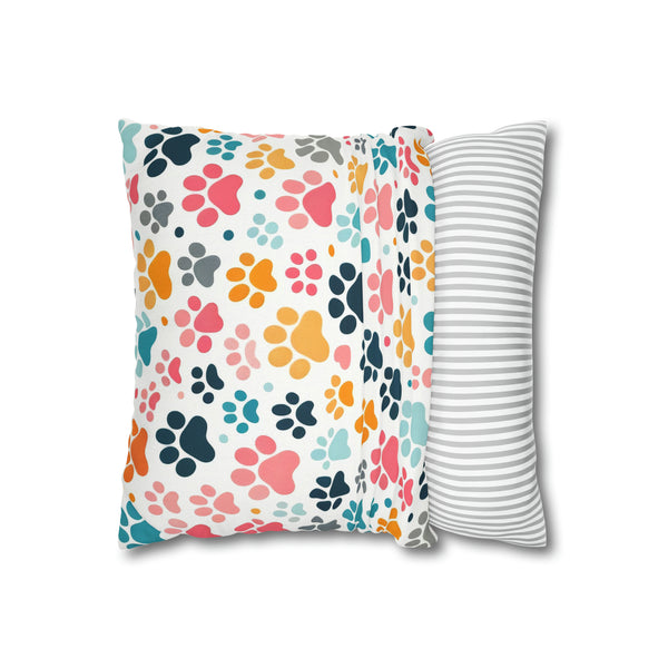 Dog Paw Print Spun Polyester Square Pillowcase