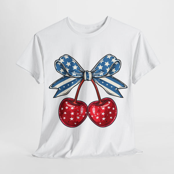 July 4th Cherry Women Heavy Cotton Tee