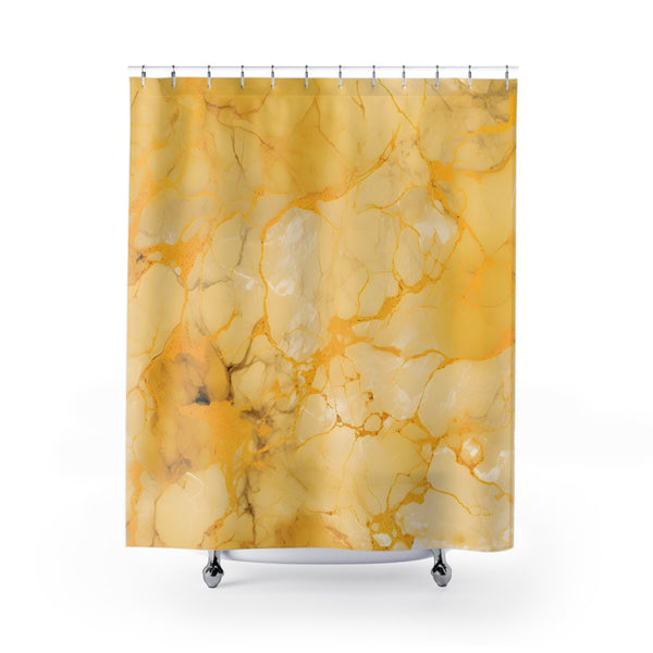 Yellow Marble Gold  Shower Curtains