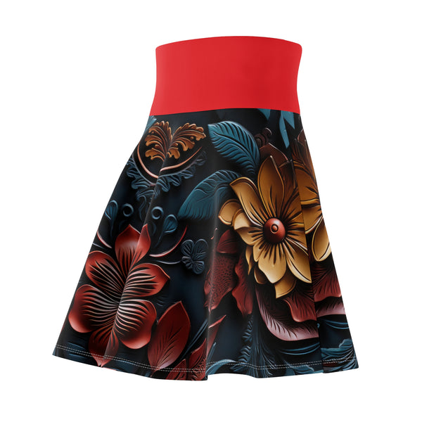 Red Flowers Loose Women's Skater Skirt