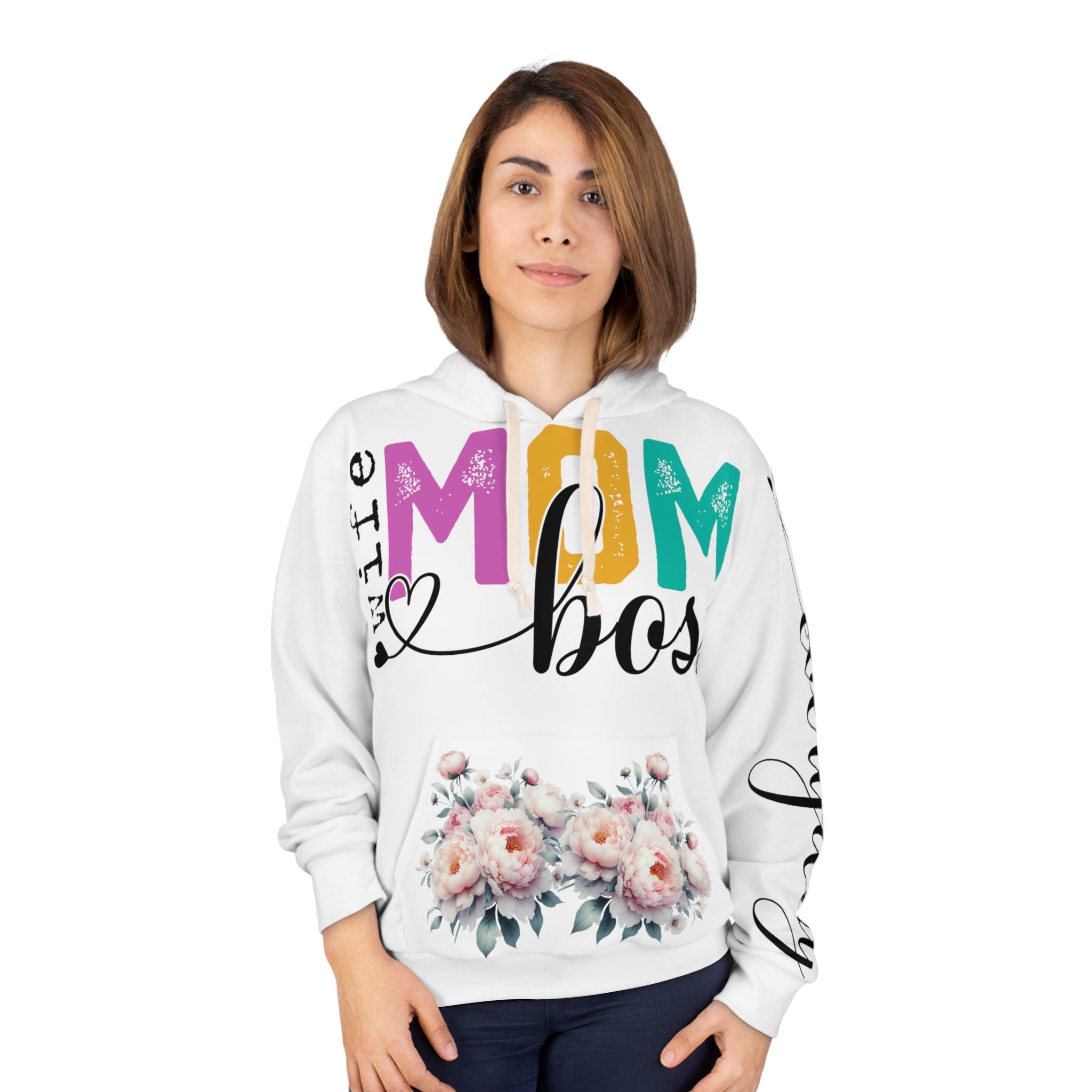 "Mom Boss" Flowers Woman's Pullover Hoodie