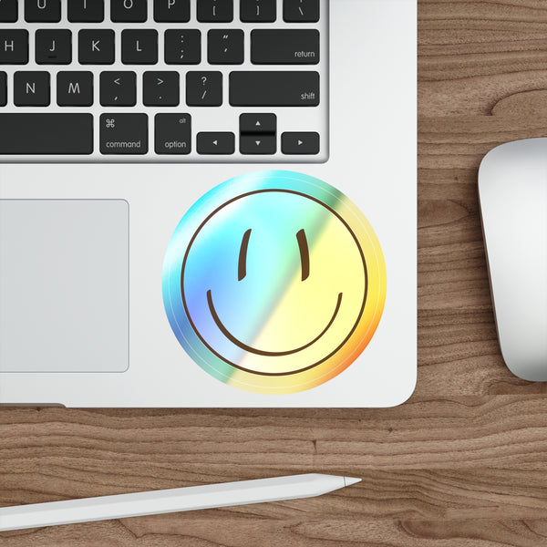 Smiley Face Holographic Die-cut Stickers