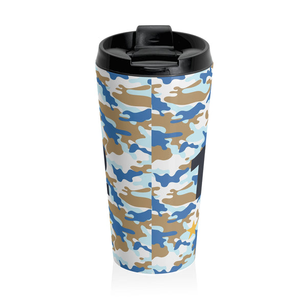 Limited Ed. 1972 Blue Camo Stainless Steel Travel Mug 15 oz.