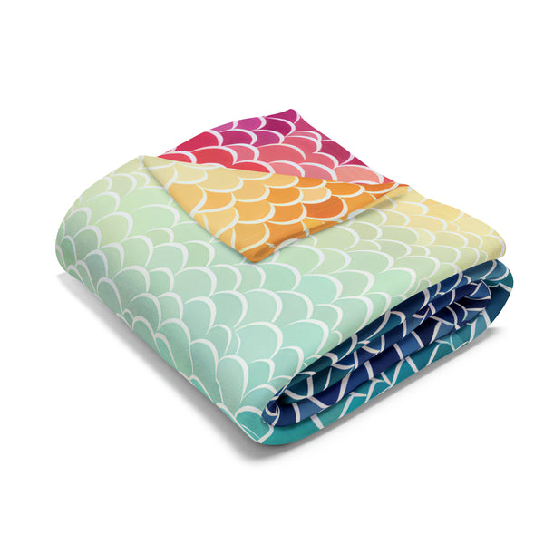 Rainbow Fish Scale Arctic Fleece Throw Blanket