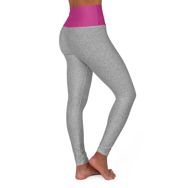 Silver/Pink High Waisted Yoga Leggings