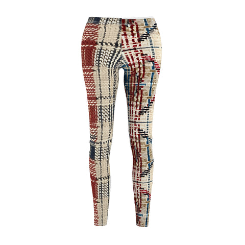 Knitted Scottish Tartan Plaid Women's Cut & Sew Casual Leggings