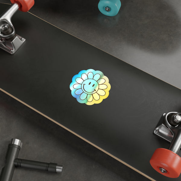 Flower Smiley Face Holographic Die-cut Stickers