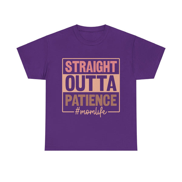 "Straight Outta Patience - Mom Life" Plus Size Women Heavy Cotton Tee T-Shirt