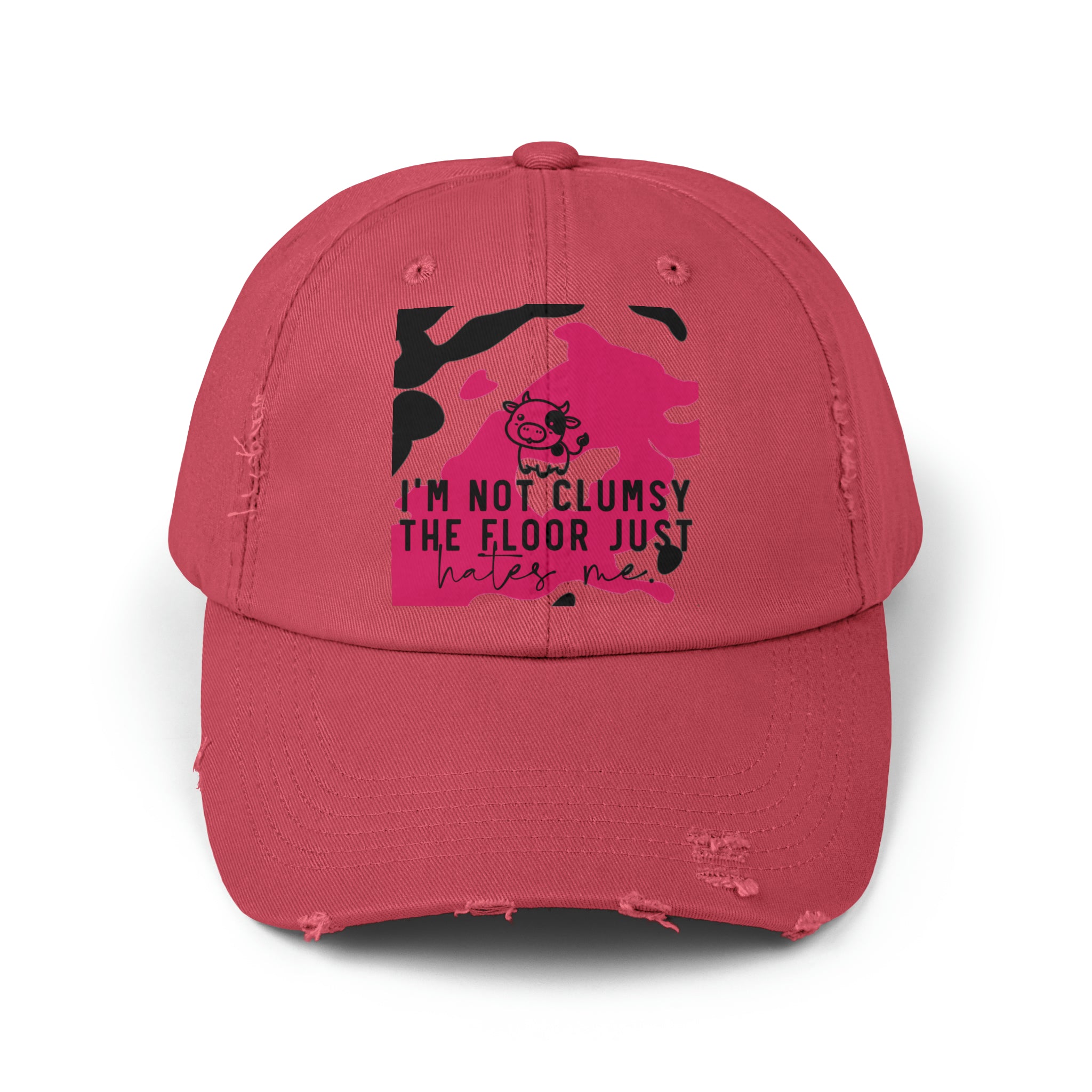 "I'm not clumsy the floor just hates me" Woman's Distressed Cap