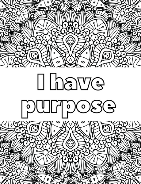 Positive Affirmation Coloring Book Graphic - Digital Download