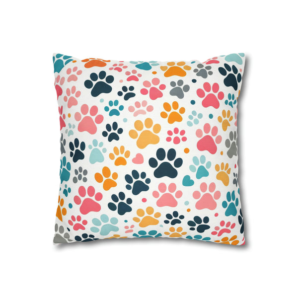 Dog Paw Print Spun Polyester Square Pillowcase