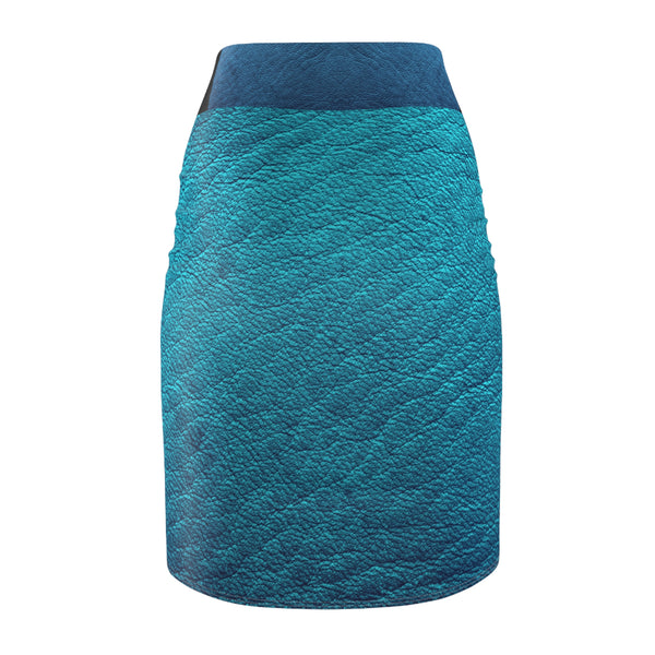 Teal/Blue 3D Flowers Women's Pencil Skirt