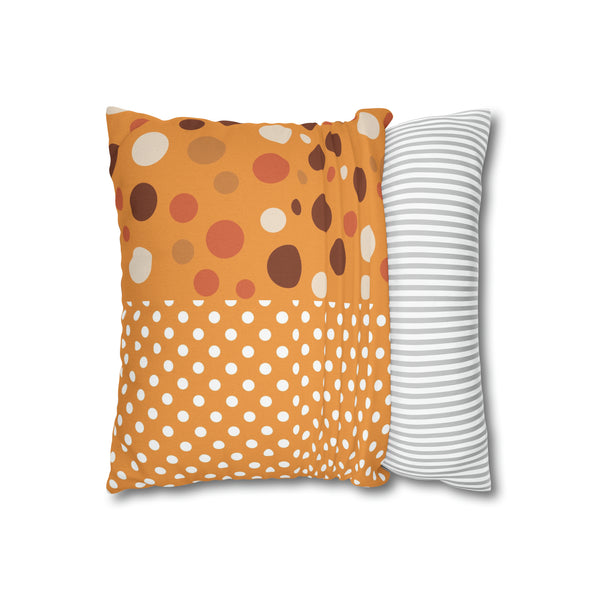 Large Warm Color Polka Dots Spun Polyester Square Throw Pillowcase