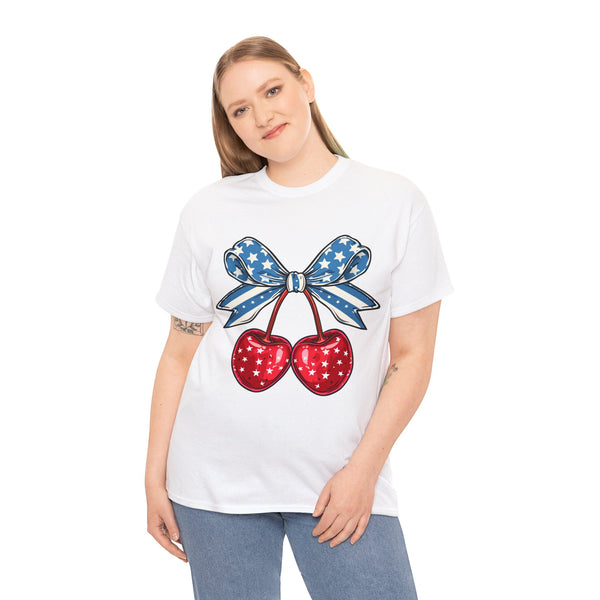 July 4th Cherry Women Heavy Cotton Tee