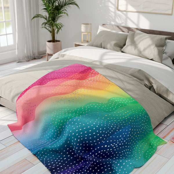 Rainbow Dots Arctic Fleece Throw Blanket