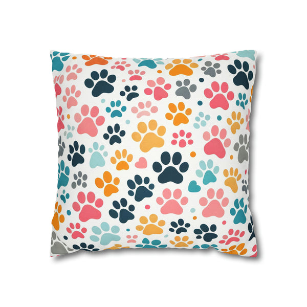 Dog Paw Print Spun Polyester Square Pillowcase