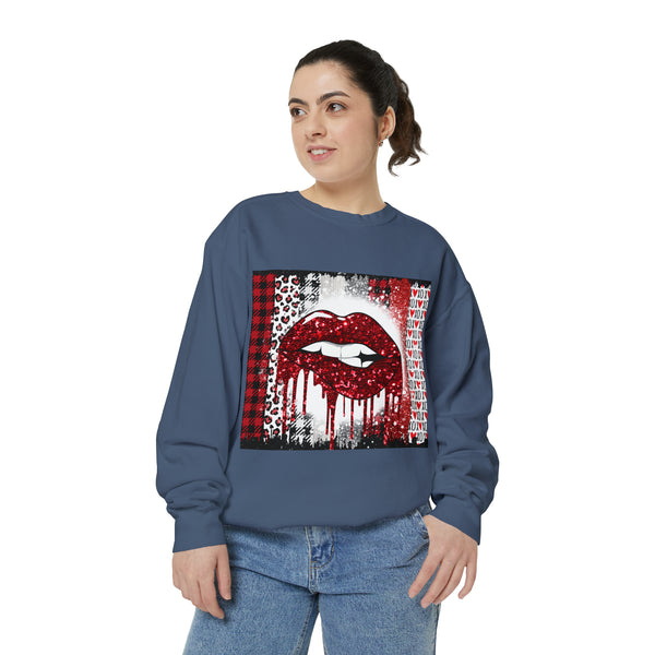 Red Lips Unisex Garment-Dyed Sweatshirt