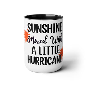 "Sunshine Mixed With A Little Hurricane" Mother's Day Two-Tone Coffee Mugs Cup, 15oz