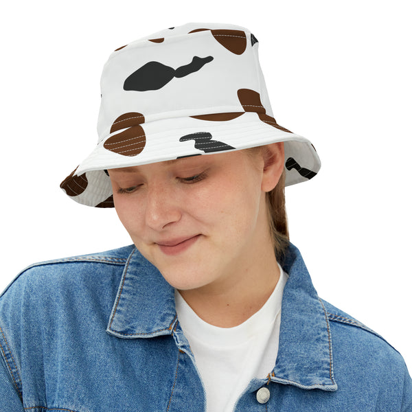 Brown Cow Print Woman's Bucket Hat