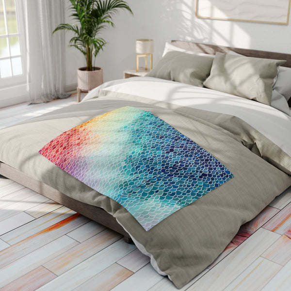 Rainbow Fish Scale Arctic Fleece Throw Blanket