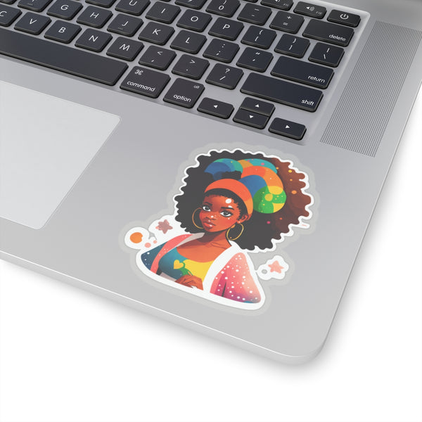 Colorful Afro-Futuristic Woman Kiss-Cut Stickers