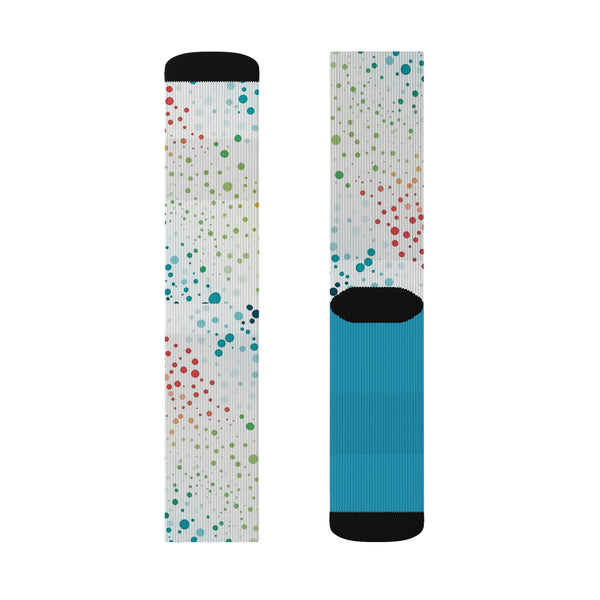 Teal/White Polka Dots Sublimation Woman Socks