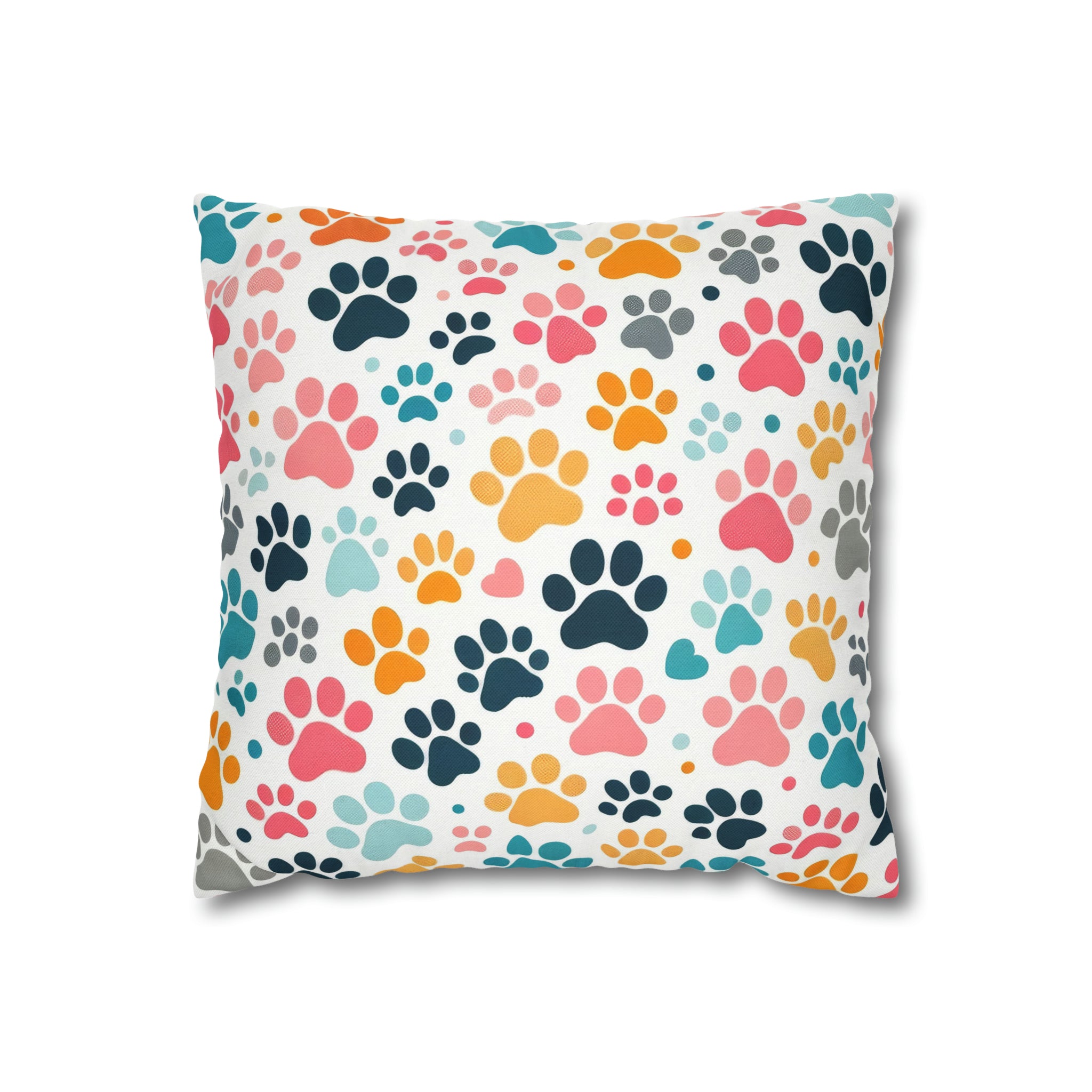 Dog Paw Print Spun Polyester Square Pillowcase