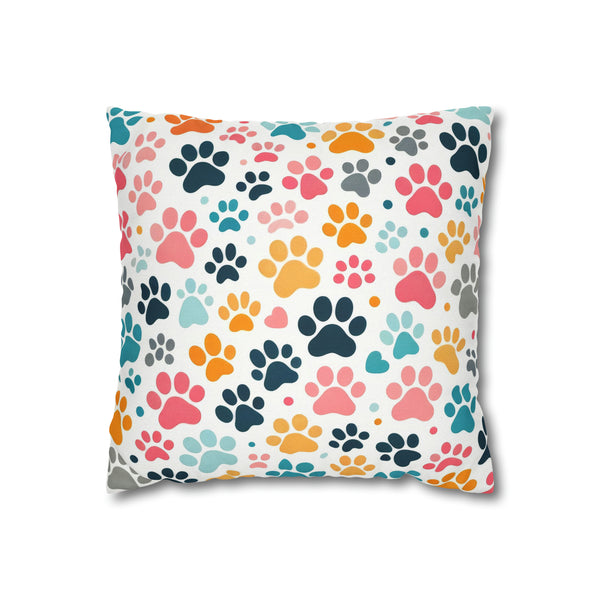 Dog Paw Print Spun Polyester Square Pillowcase