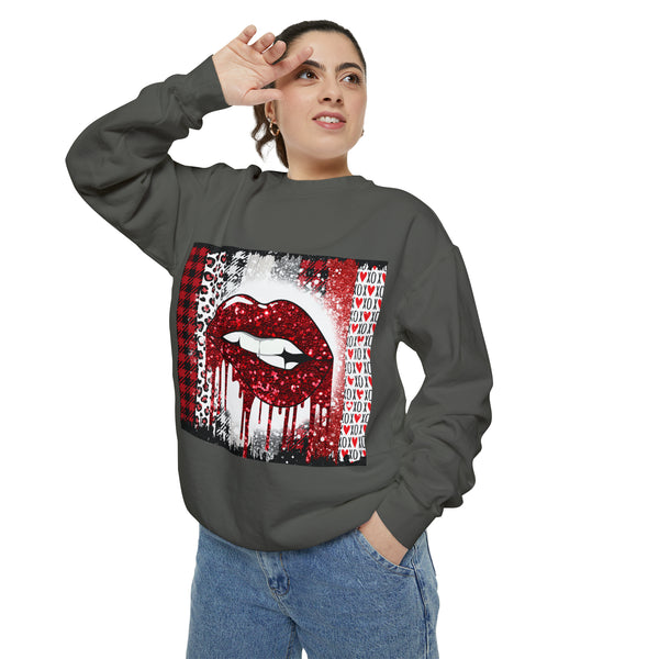 Red Lips Unisex Garment-Dyed Sweatshirt