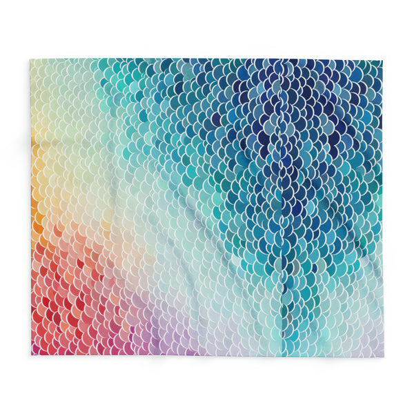 Rainbow Fish Scale Arctic Fleece Throw Blanket