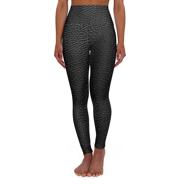 Black Faux Leather High Waisted Yoga Leggings