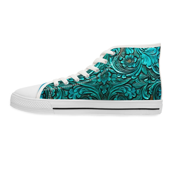 Teal Flower Women's High Top Sneakers