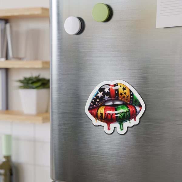 Black History Juneteenth Dripping Lips Die-Cut Magnets