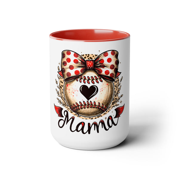 Baseball Mama "Mother's Day" Two-Tone Coffee Mugs Cup, 15oz