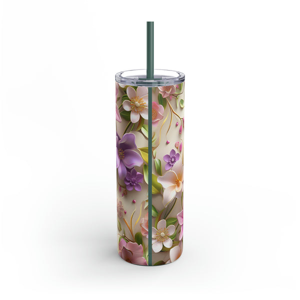 3D Flowers Maars Maker Skinny Matte Tumbler, 20oz