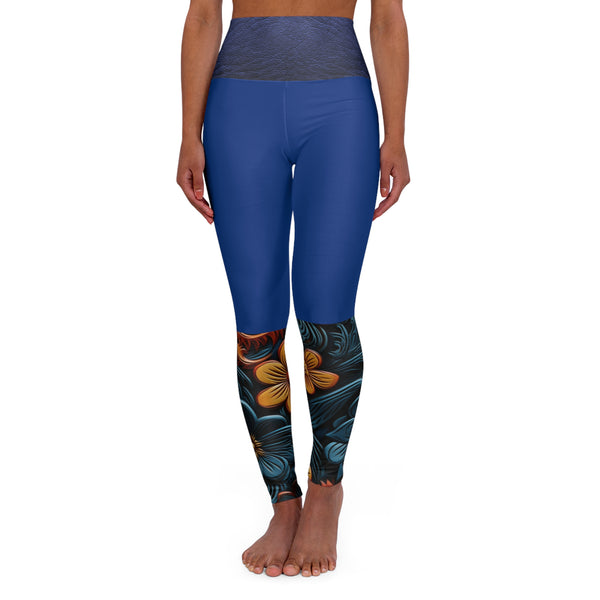 Two Tone  Flowers High Waisted Yoga Leggings