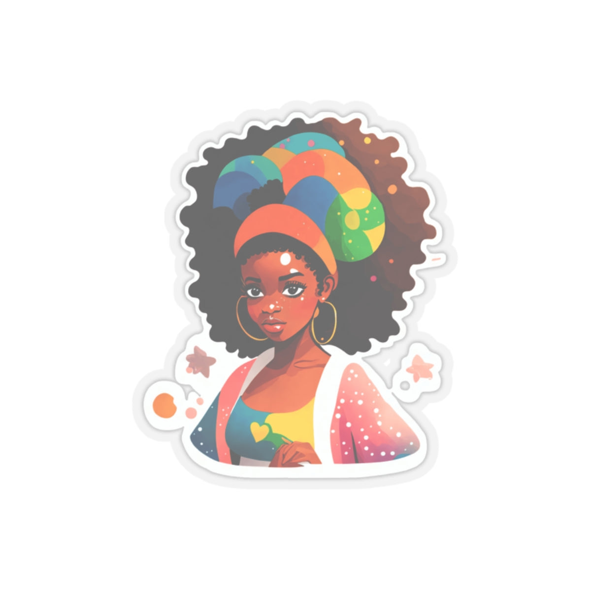 Colorful Afro-Futuristic Woman Kiss-Cut Stickers