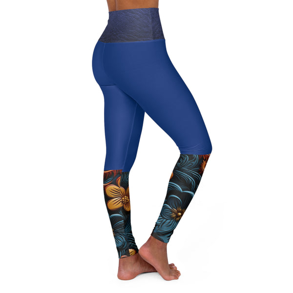 Two Tone  Flowers High Waisted Yoga Leggings