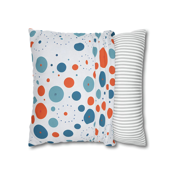 Blue/Orange Polka Dots Spun Polyester Square Pillowcase