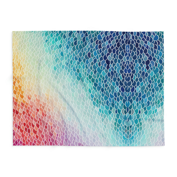 Rainbow Fish Scale Arctic Fleece Throw Blanket