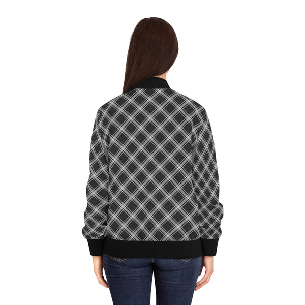 Black & White Check Women's Bomber Jacket