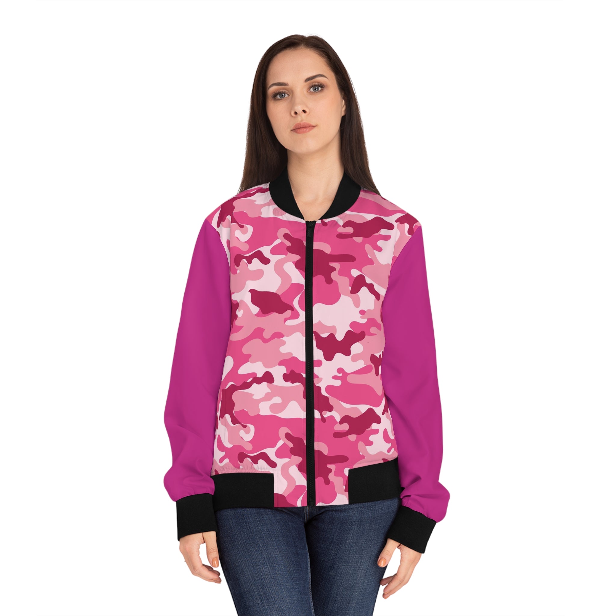 Pink Camo Women's Bomber Jacket