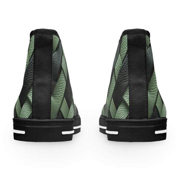 Green/Black Interlocking Leather Women's High Top Sneakers